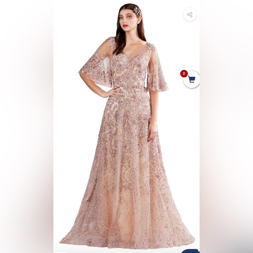 Andrea and Leo Couture Prom Wedding Pink beaded A-Line Gown size 6